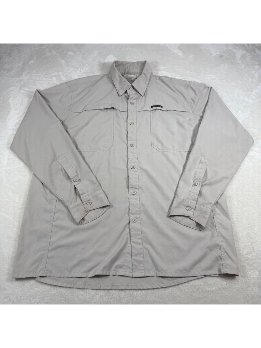 Simms Mens L Guidewear Long Sleeve Button Up Shirt Tan Vented Fishing Boating
